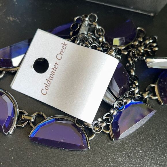 Nlue Gun Metal Gray Crescent Gem Long Coldwater Creek Necklace $16 ea or bundle - Picture 5 of 7